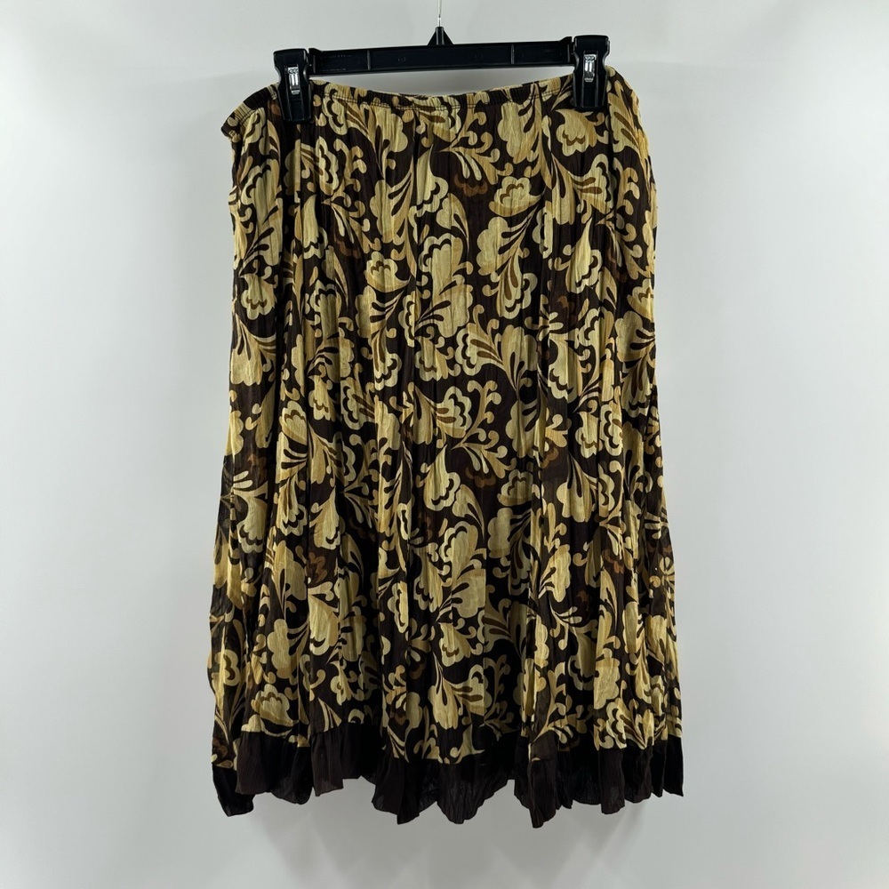 Hillard & Hanson Vintage Paisley Midi Skirt – Brown/Tan/Beige, Size Medium